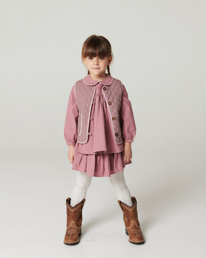 Checkered Quilted Vest - Winter Rose Check Comb.