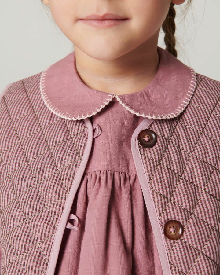 Checkered Quilted Vest - Winter Rose Check Comb.