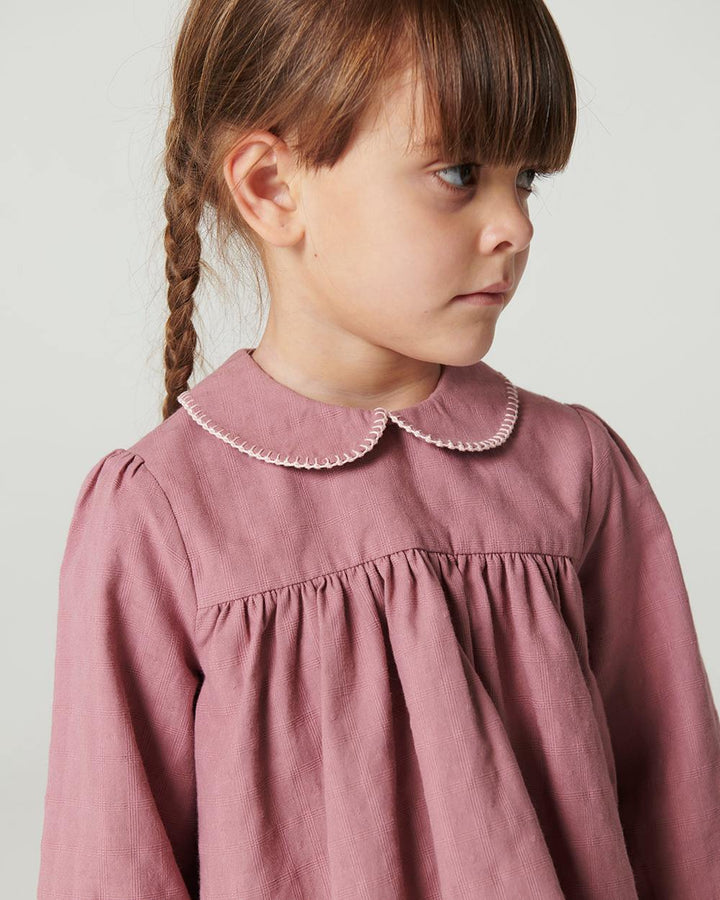 Blouse w. Collar & Blanket Stitch - Winter Rose