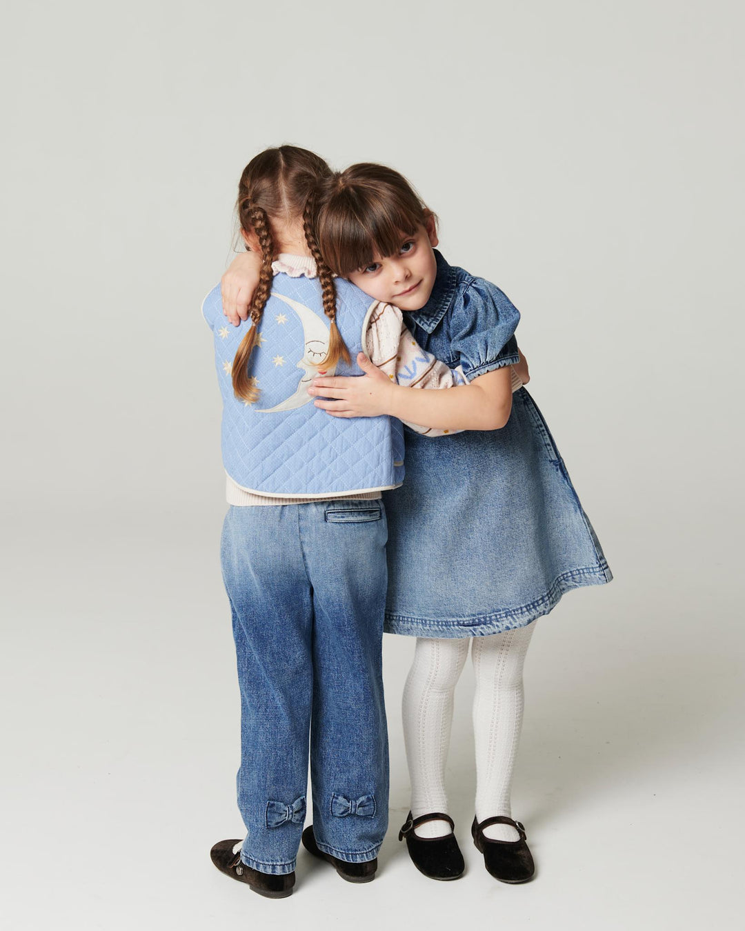 FRILL DENIM PANTS W. BOW - BLOCK SPRAY