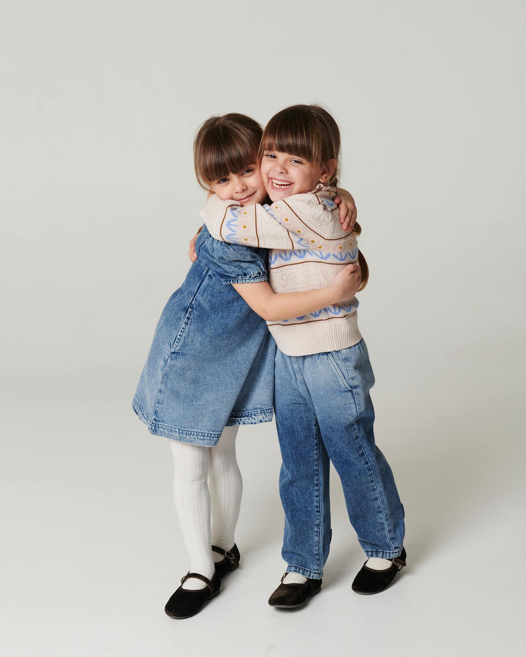 FRILL DENIM PANTS W. BOW - BLOCK SPRAY