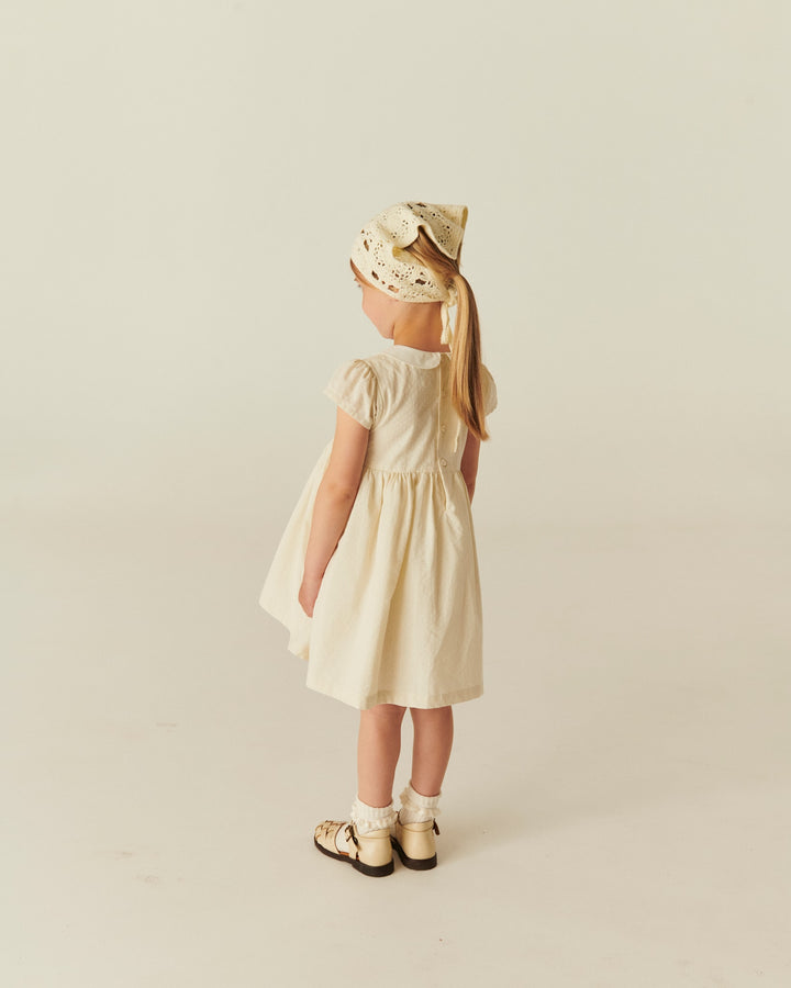 SMOCK DRESS W. EMB. - CREAM COMB.