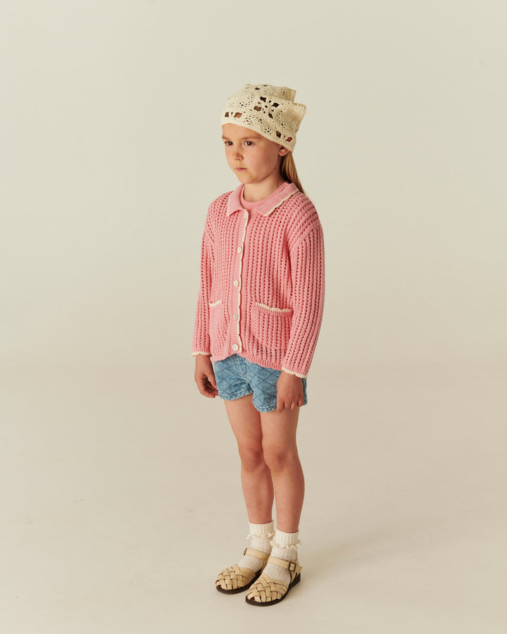 Organic Quilted Denim Shorts - Lt. Washed Blue Quilt