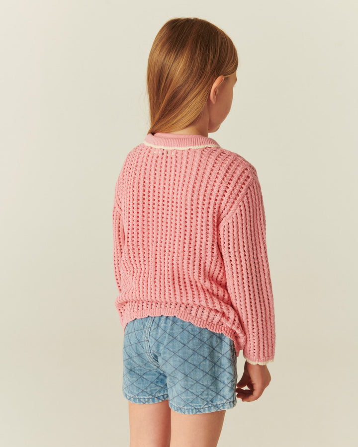 Organic Quilted Denim Shorts - Lt. Washed Blue Quilt
