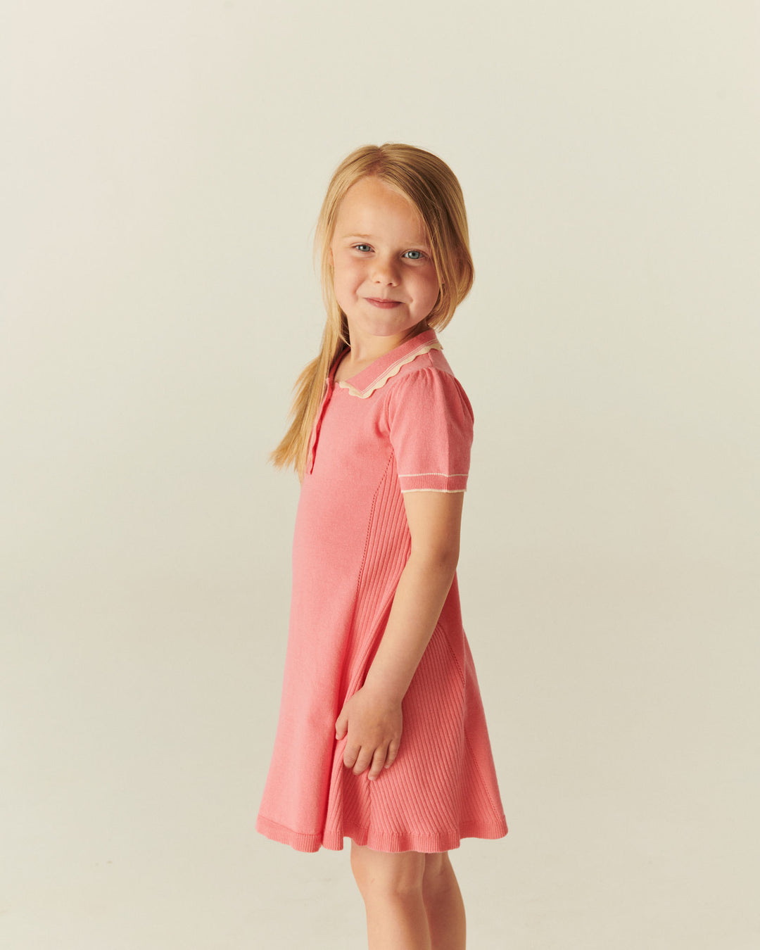 KNITTED PEPLUM DRESS - PINK COMB.