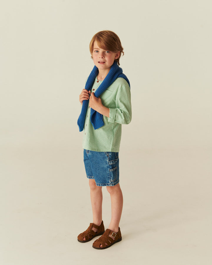 DENIM CARGO SHORTS - INDIGO BLUE WASHED