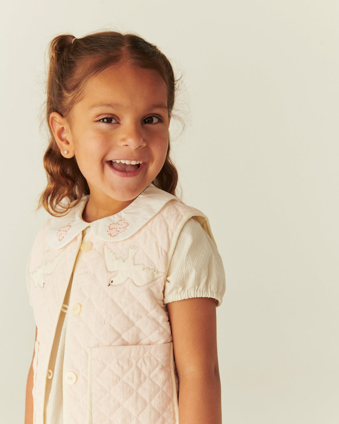 QUILTED  VEST - DUSTY ROSE COMB.