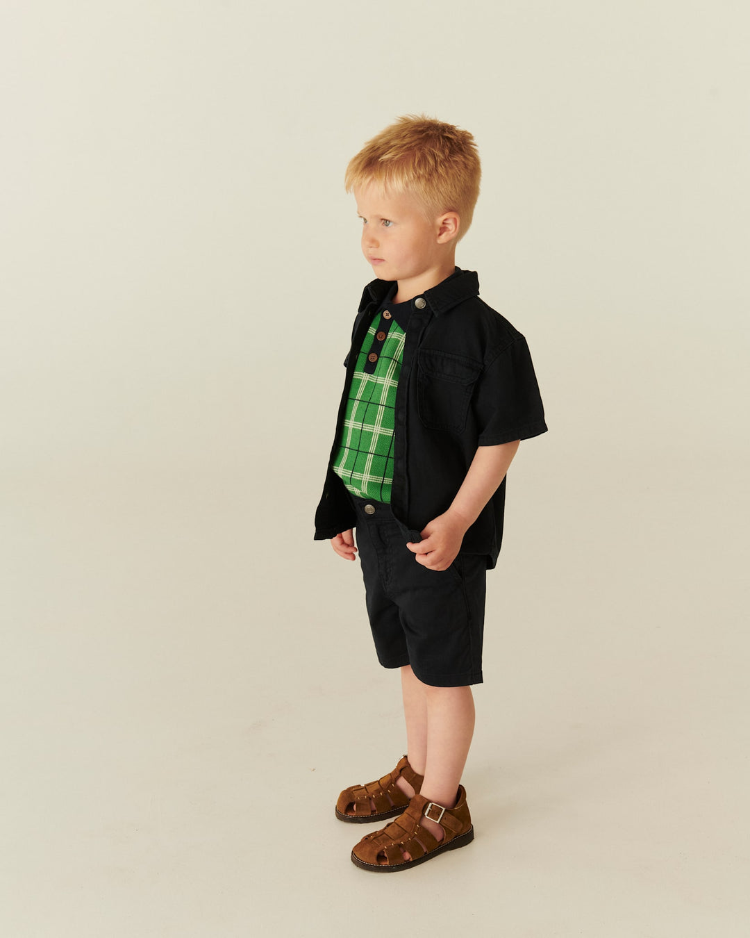 KNITTED CHECKERED POLO - GREEN COMB.