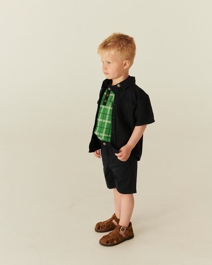 KNITTED CHECKERED POLO - GREEN COMB.