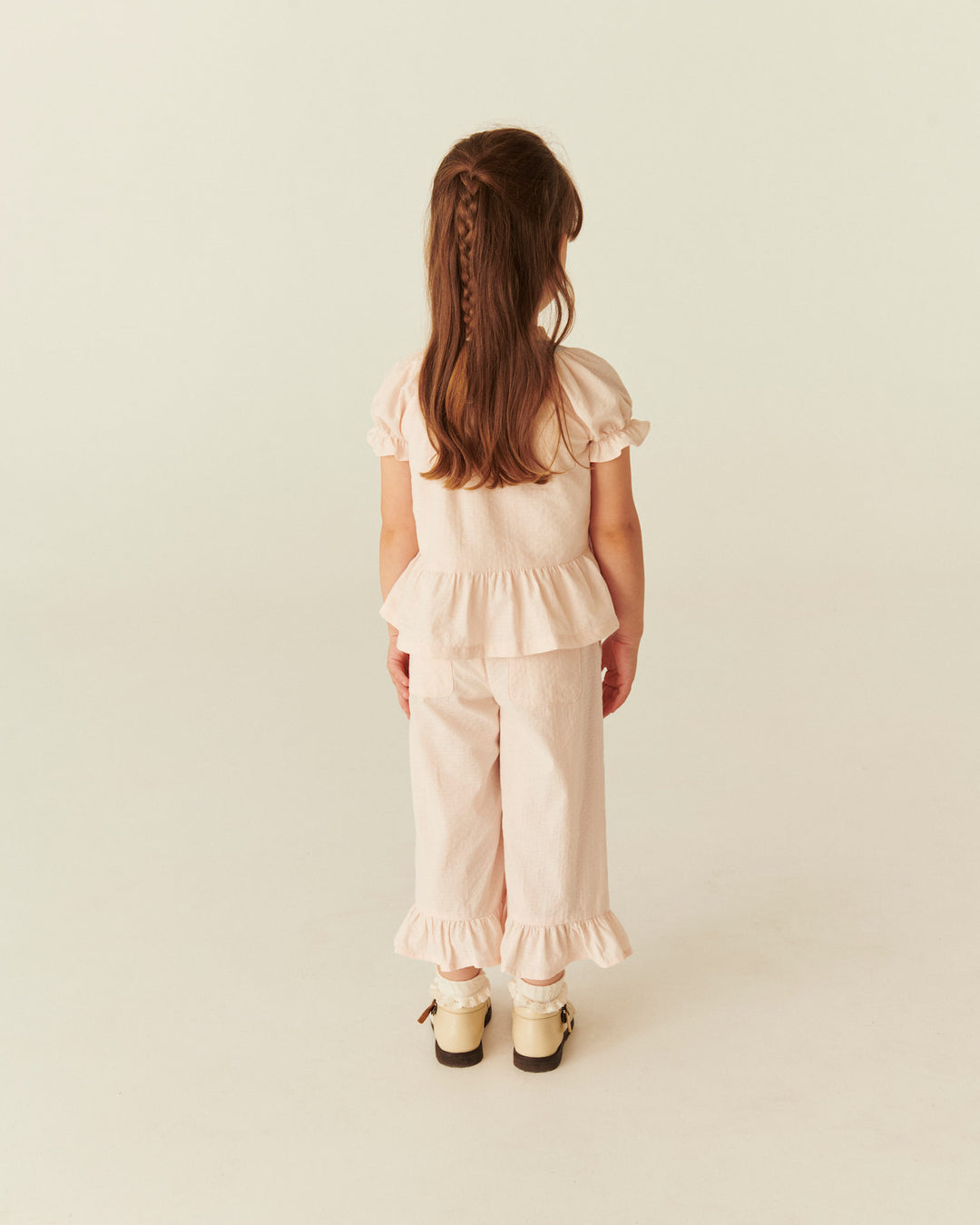 BLOUSE W. SMOCK W. EMB. - DUSTY ROSE COMB.