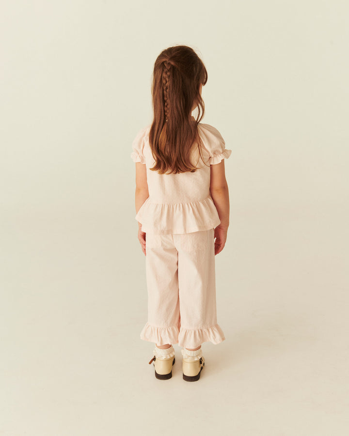 BLOUSE W. SMOCK W. EMB. - DUSTY ROSE COMB.