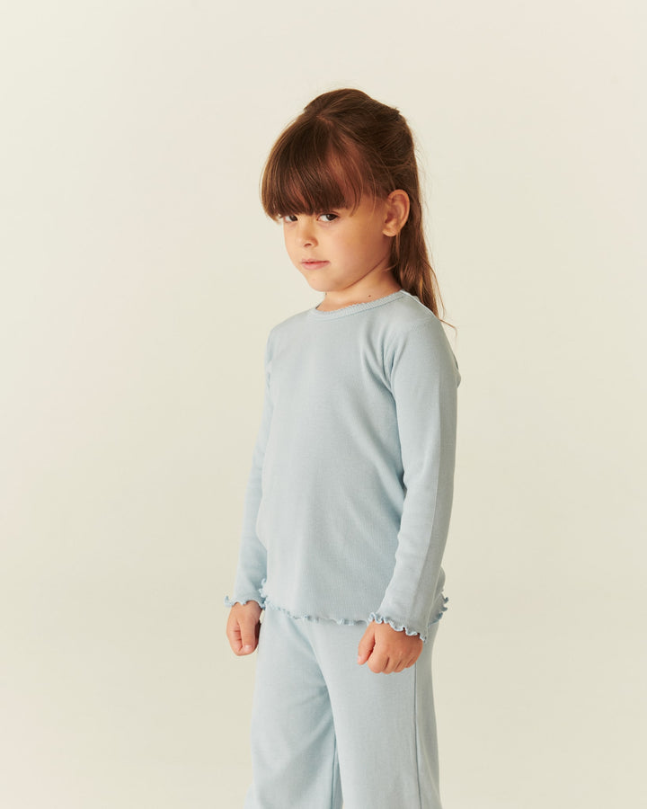 MODAL RIB LS TEE W. PICOT - DUSTY BLUE