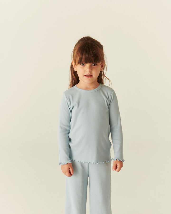 MODAL RIB LS TEE W. PICOT - DUSTY BLUE