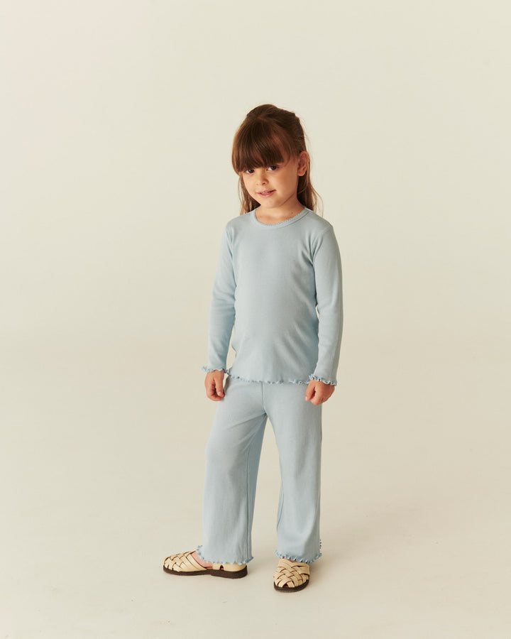 MODAL RIB LS TEE W. PICOT - DUSTY BLUE