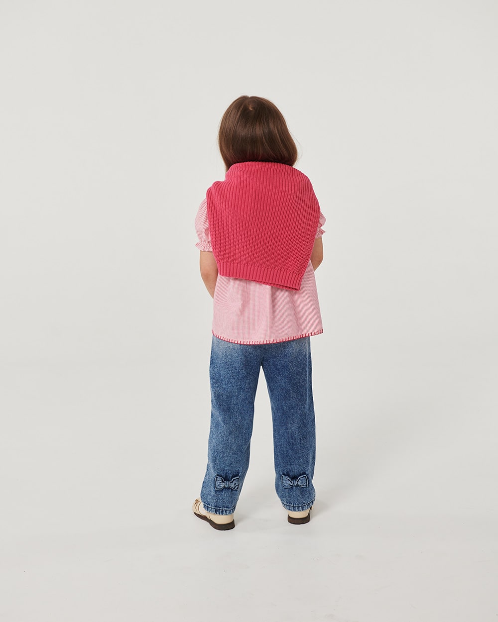 FRILL DENIM PANTS W. BOW - BLOCK SPRAY