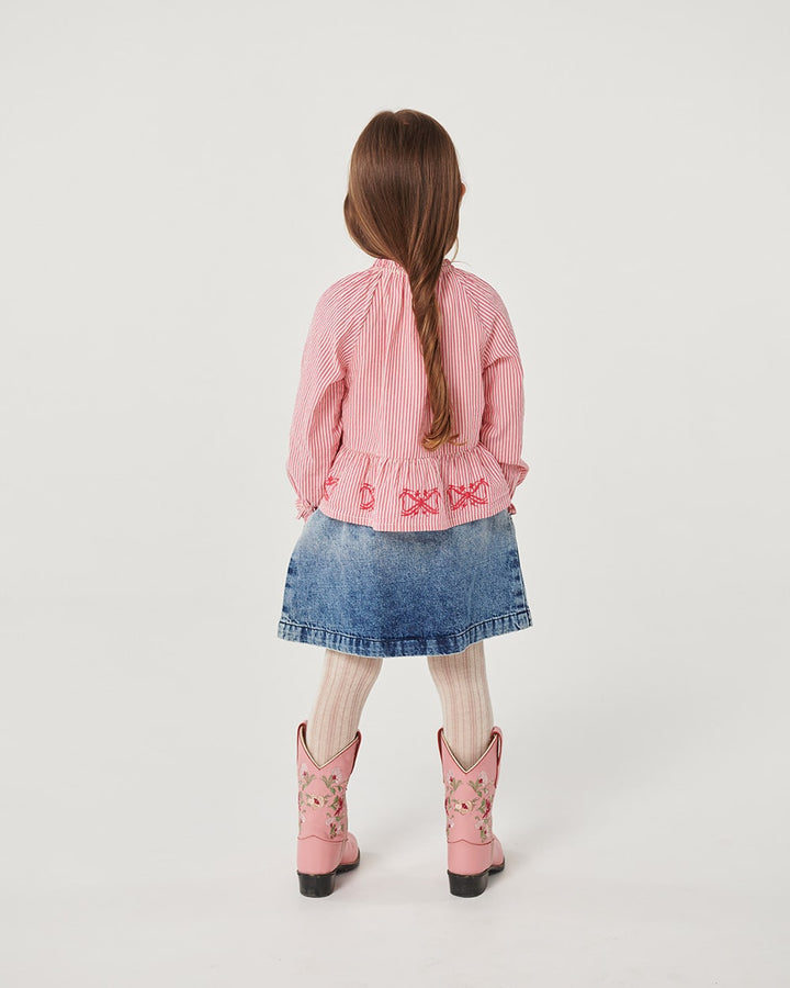 Denim Skirt w. Block Spray - Block Spray