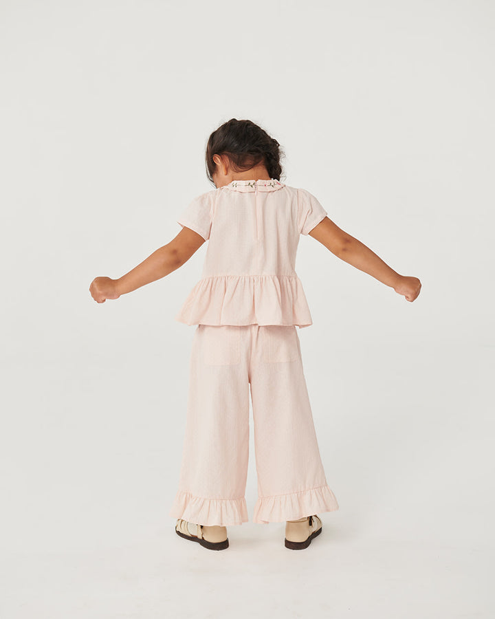 Pants w. frill 3/4 length - Dusty Rose