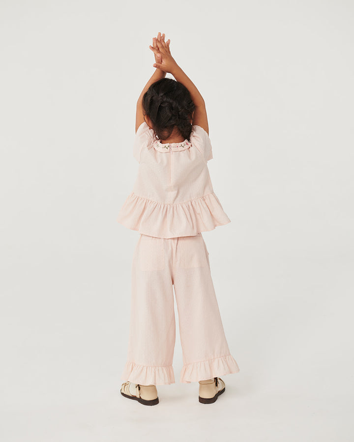 Pants w. frill 3/4 length - Dusty Rose