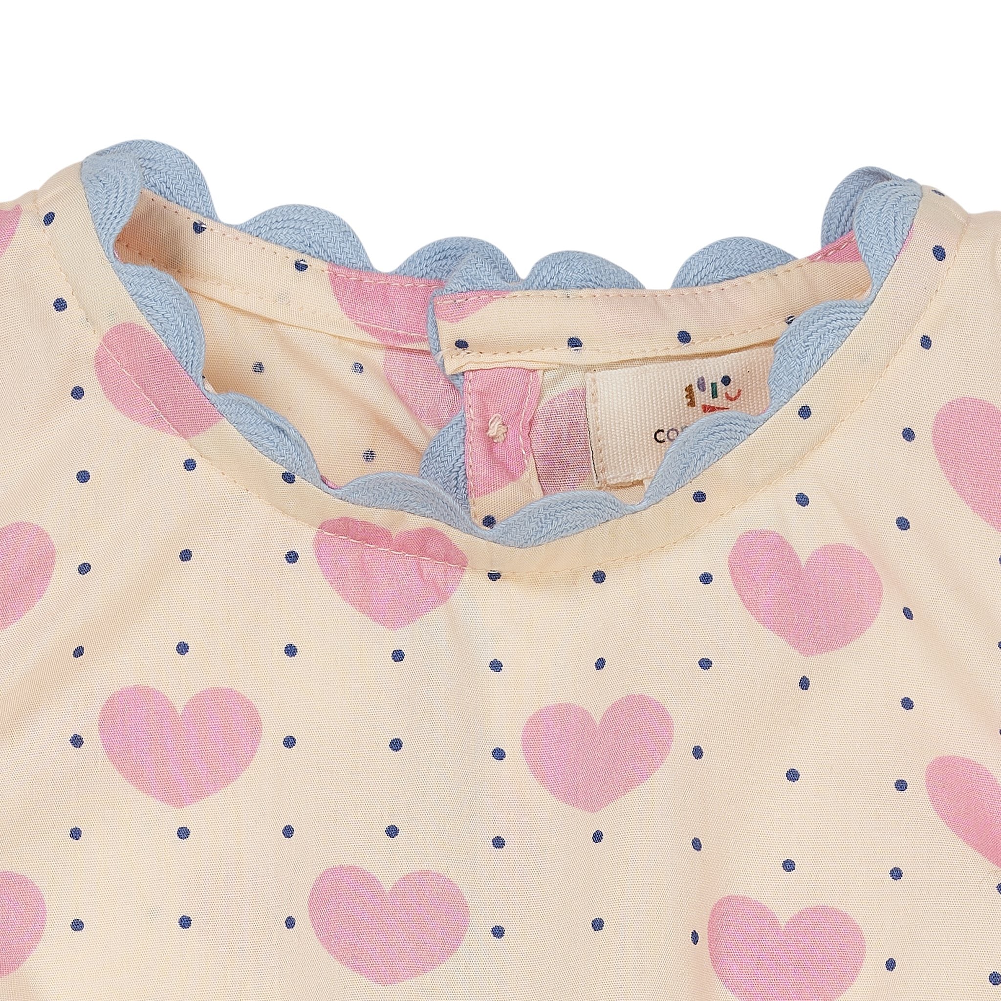 HEART AND DOTS BLOUSE W SHORT SET - HEART AOP