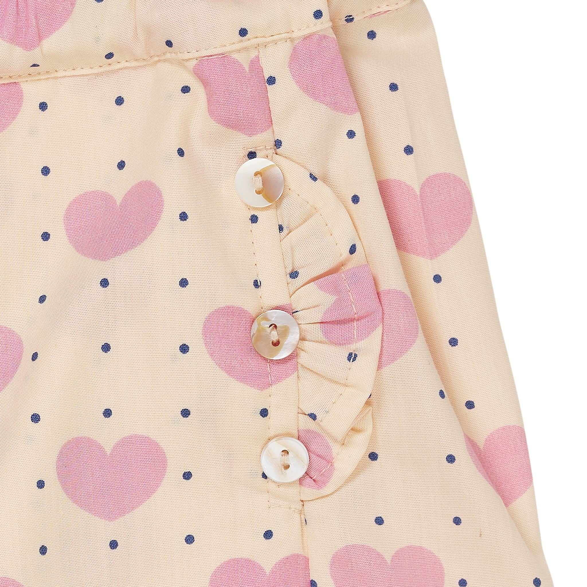 HEART AND DOTS SHORTS W RUFFLE POCKETS - HEART AOP