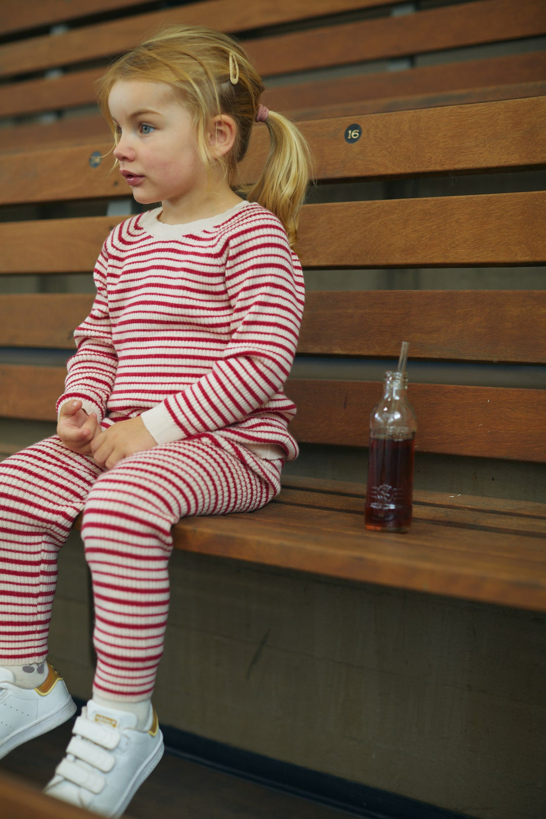 Merino Classic Rib Blouse - Soft Pink/Burgundy Comb.