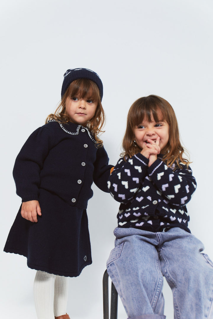 CASHMERE SKIRT W. EMB. - NAVY