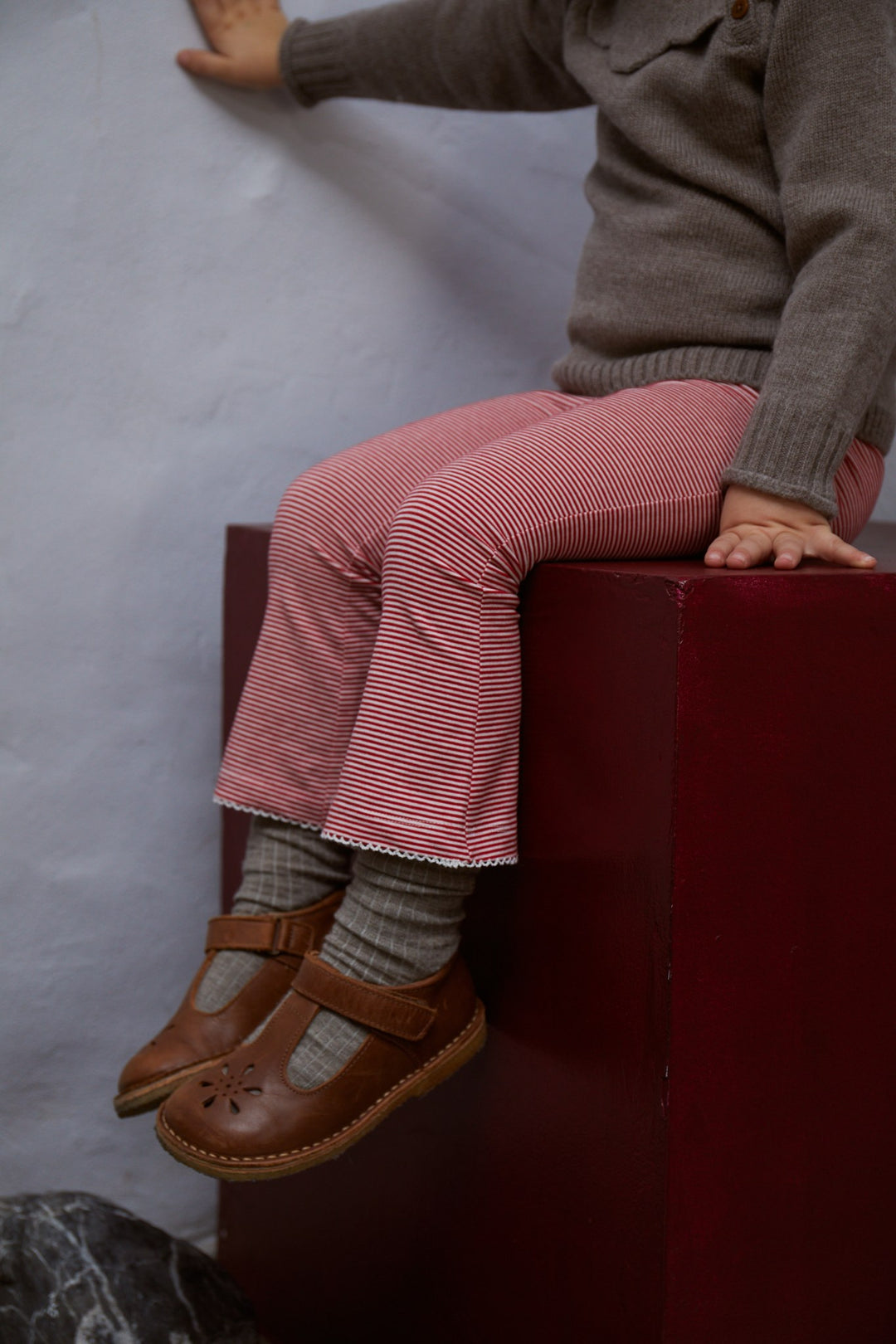 STRIPED FLARE PANT - RED/CREAM STRIPE