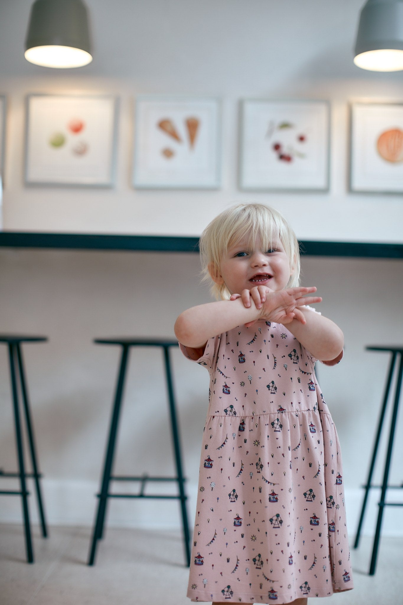 JERSEY DRESS W PRINT - DUSTY ROSE TIVOLI PRINT