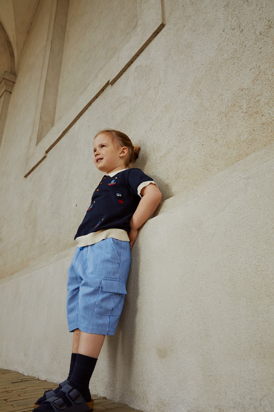 STRIPED POCKET SHORTS - SHARP BLUE STRIPE