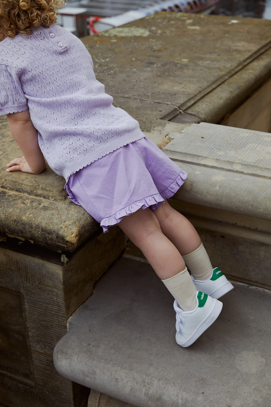 KNITTED POINTELLE BLOUSE - LAVENDER