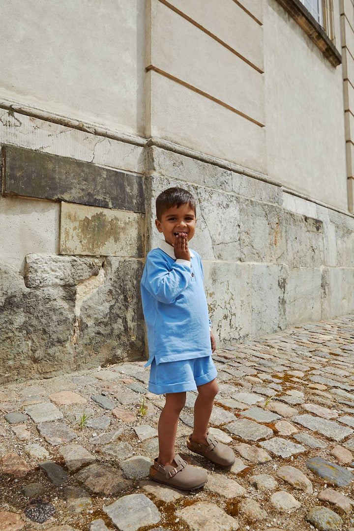 PIQUE LS POLOSHIRT W. SLIT - SKY BLUE COMB