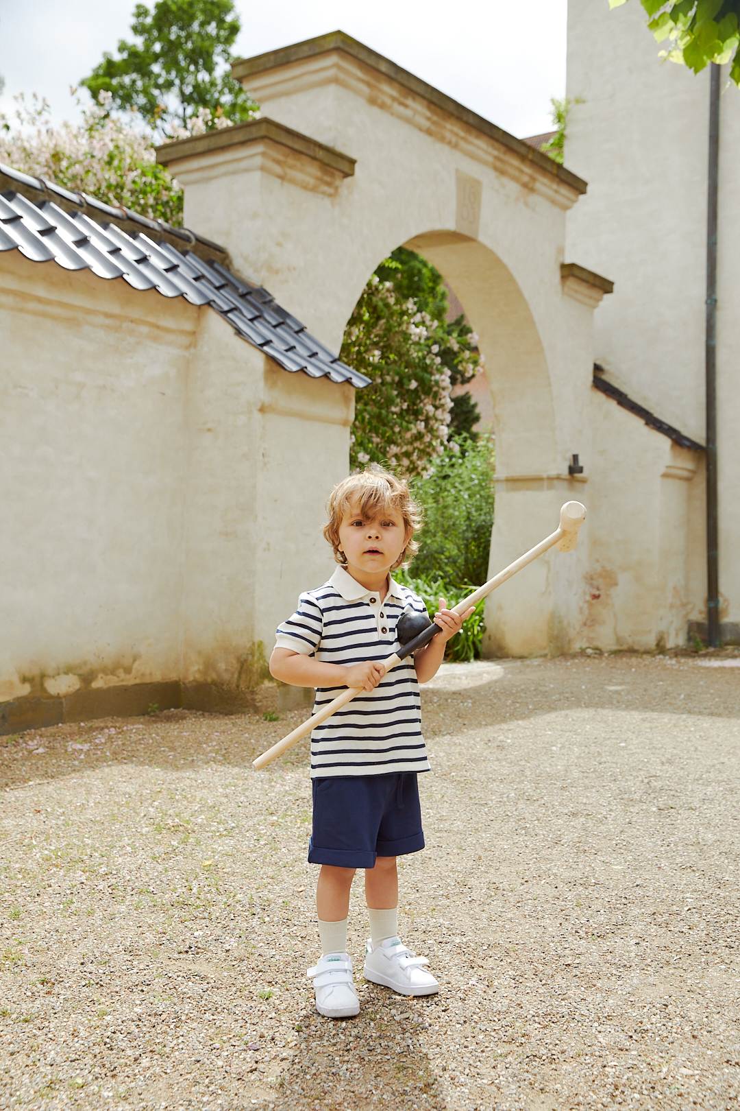 PIQUE STRIPE POLOSHIRT W. SS - NAVY STRIPE