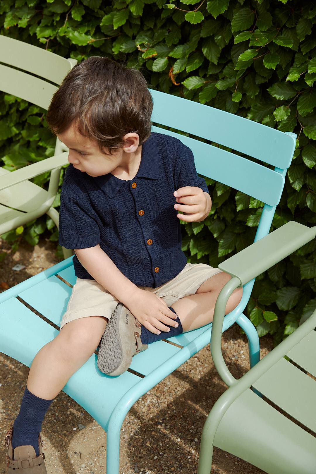 KNITTED PATTERN SHIRT - NAVY