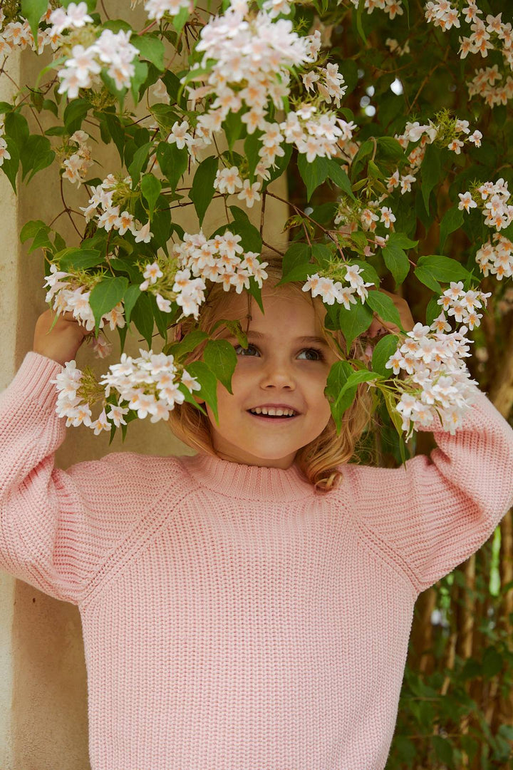 KNITTED CLASSIC RIB BLOUSE - BALLERINA
