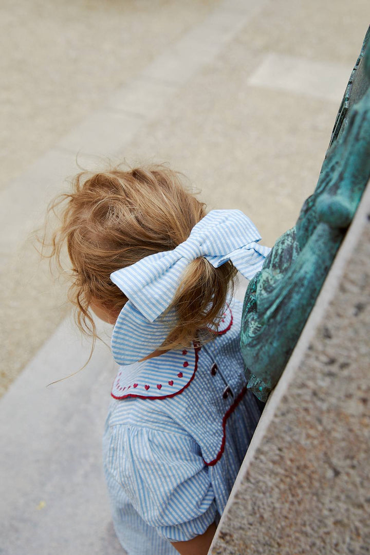 SEERSUCKER LS TUNIC W. HEARTS - SKY BLUE W CREAM STRIPE W BERRY