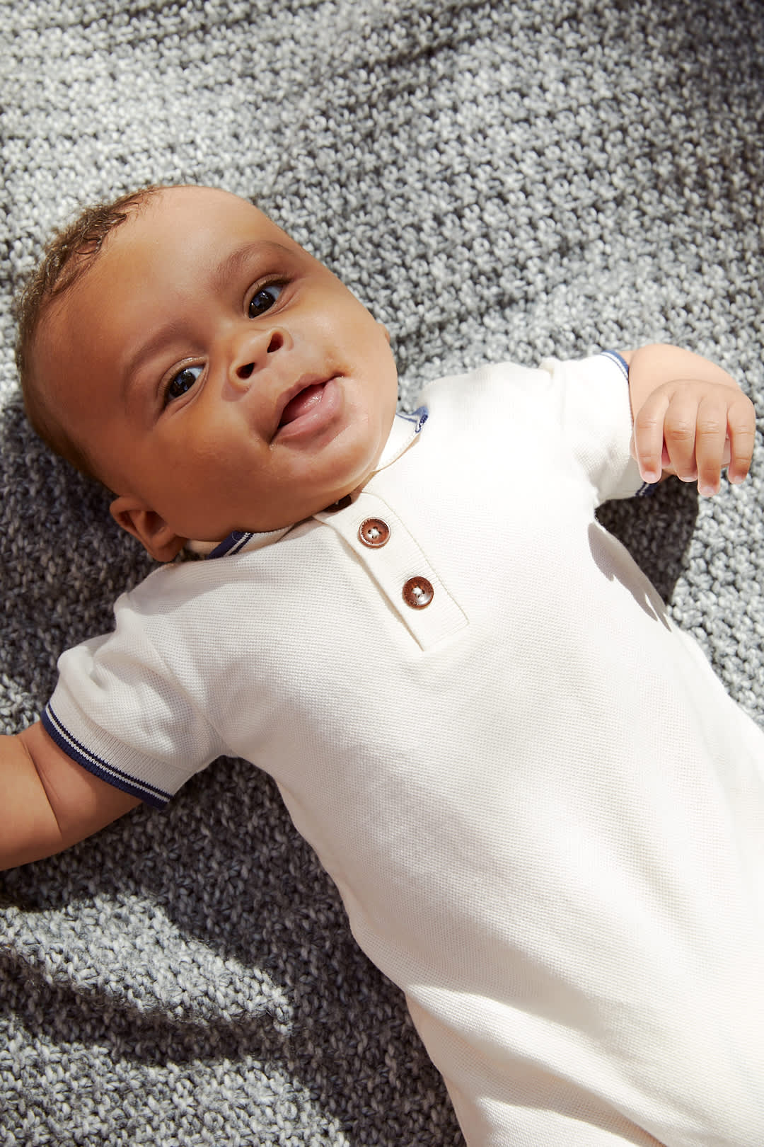 PIQUE POLO ROMPER - CREAM COMB