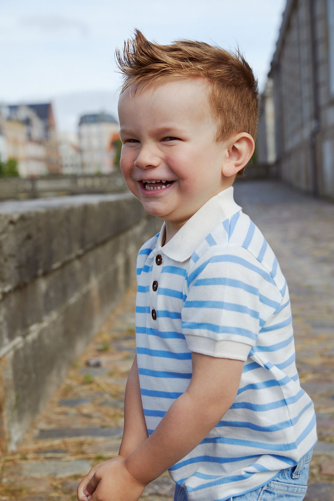 PIQUE STRIPE POLOSHIRT W. SS - SKY BLUE STRIPE