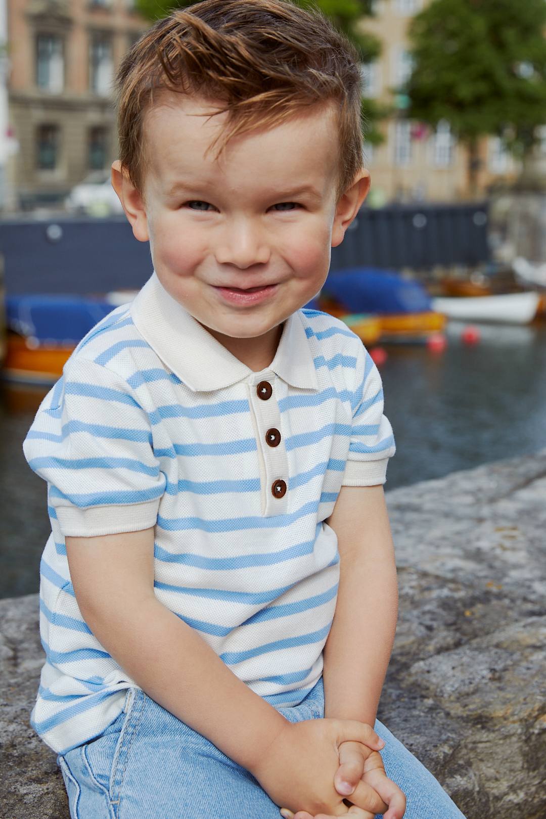 PIQUE STRIPE POLOSHIRT W. SS - SKY BLUE STRIPE