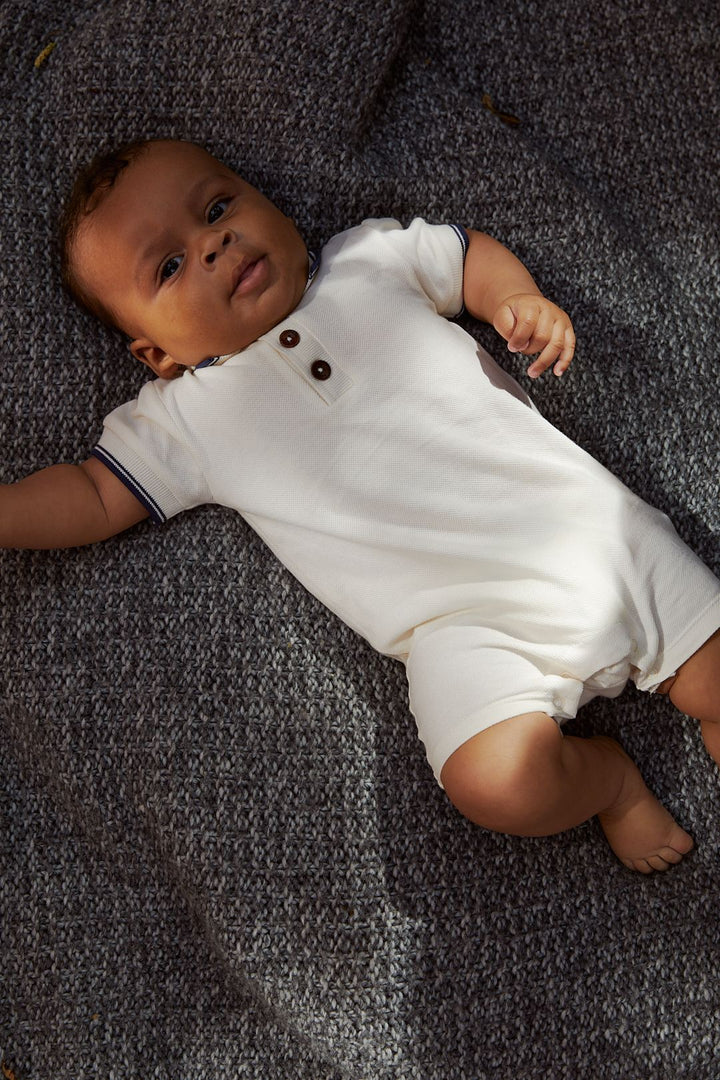 PIQUE POLO ROMPER - CREAM COMB