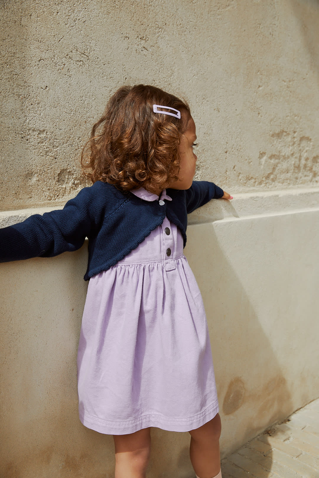 LT. KNITTED BOLERO W. HEART BUTTON - NAVY