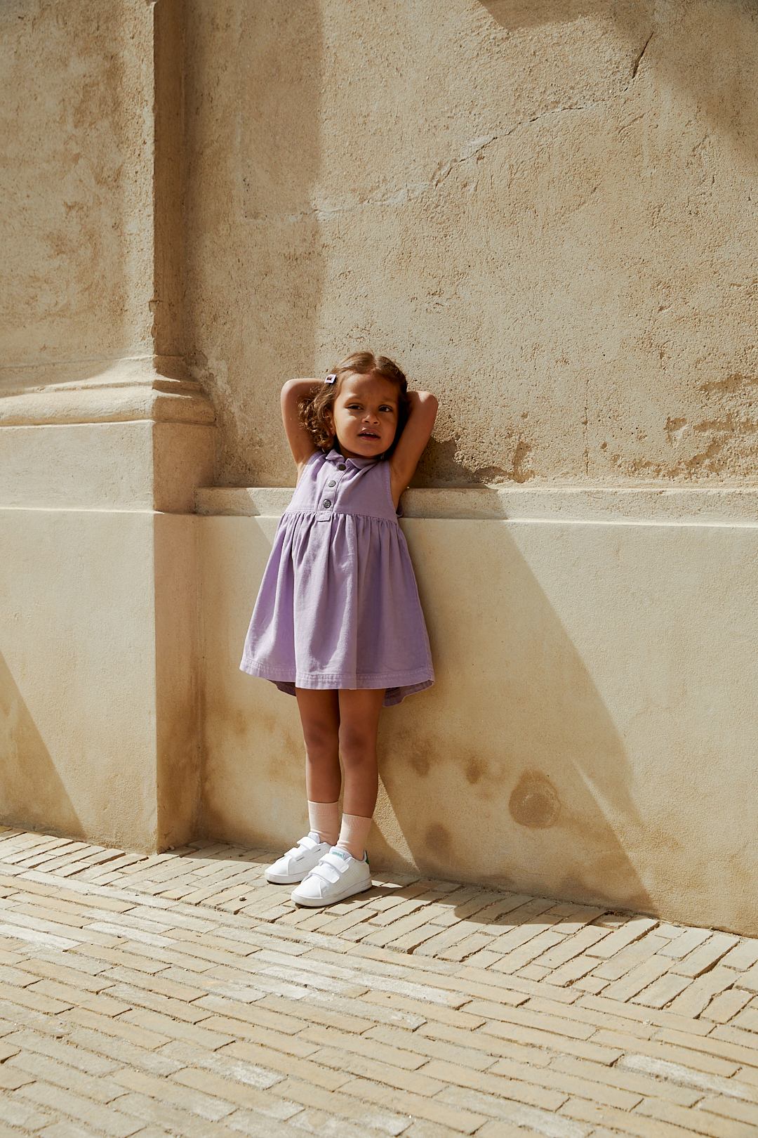 ORGANIC TWILL DRESS W COLLAR - LAVENDER