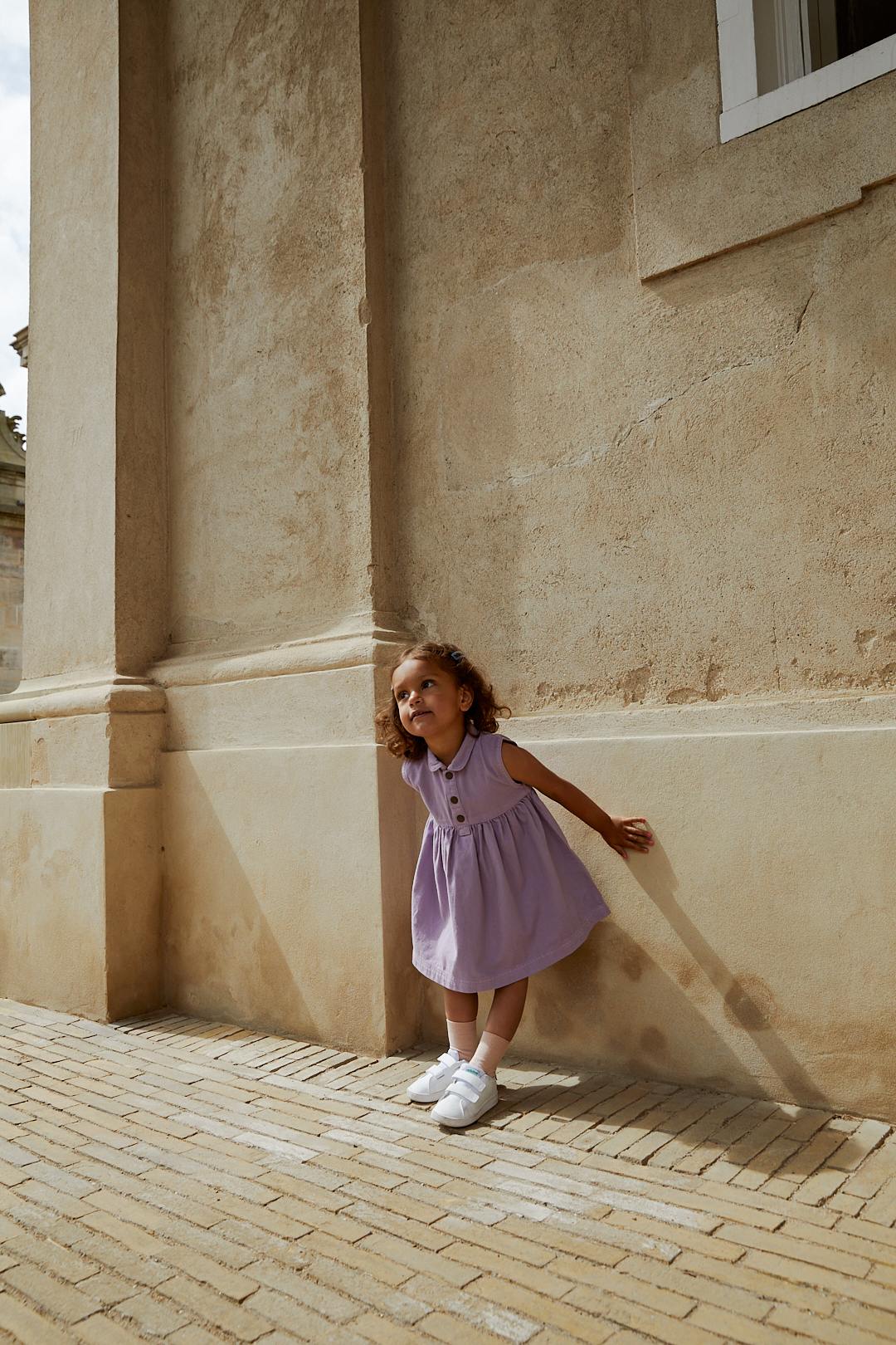 ORGANIC TWILL DRESS W COLLAR - LAVENDER