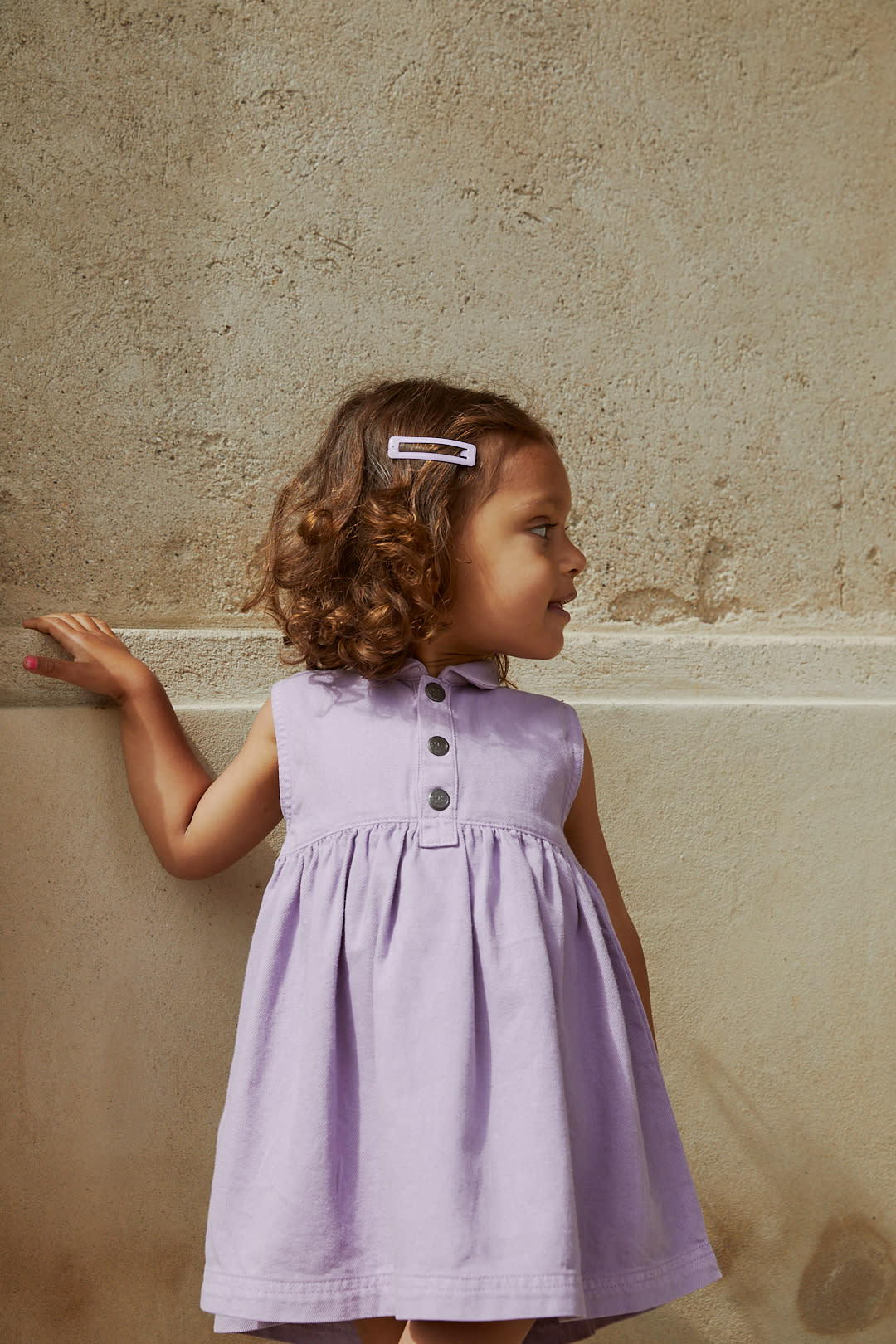 ORGANIC TWILL DRESS W COLLAR - LAVENDER