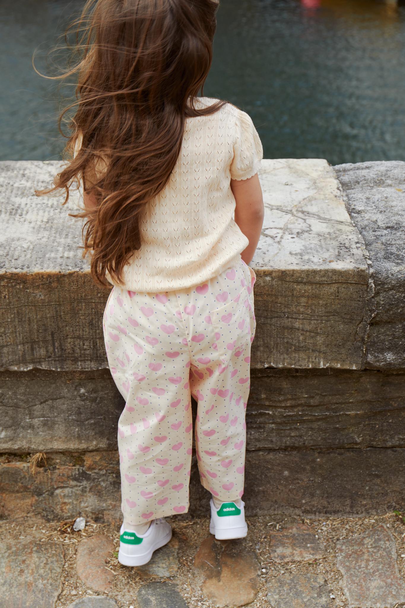 KNITTED POINTELLE BLOUSE - CREAM