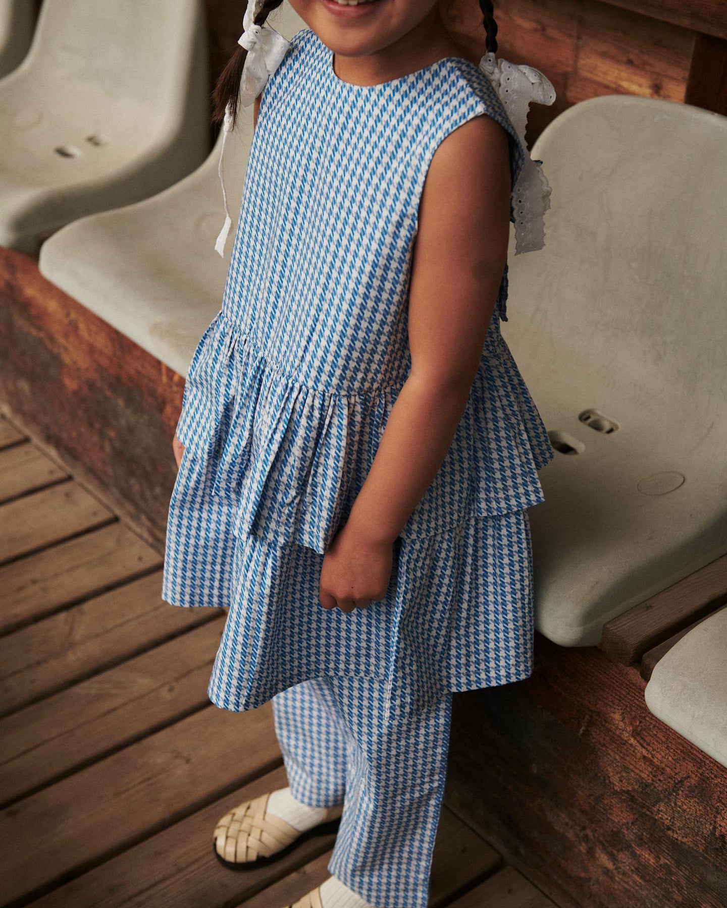 HOUNDSTOOTH DRESS W. BOW - BLUE HOUNDSTOOTH MINI COPENHAGEN COLORS COM HOUNDSTOOTH DRESS W. BOW - BLUE HOUNDSTOOTH MINI COPENHAGEN COLORS COM