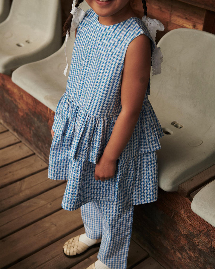 HOUNDSTOOTH PANTS - BLUE HOUNDSTOOTH MINI