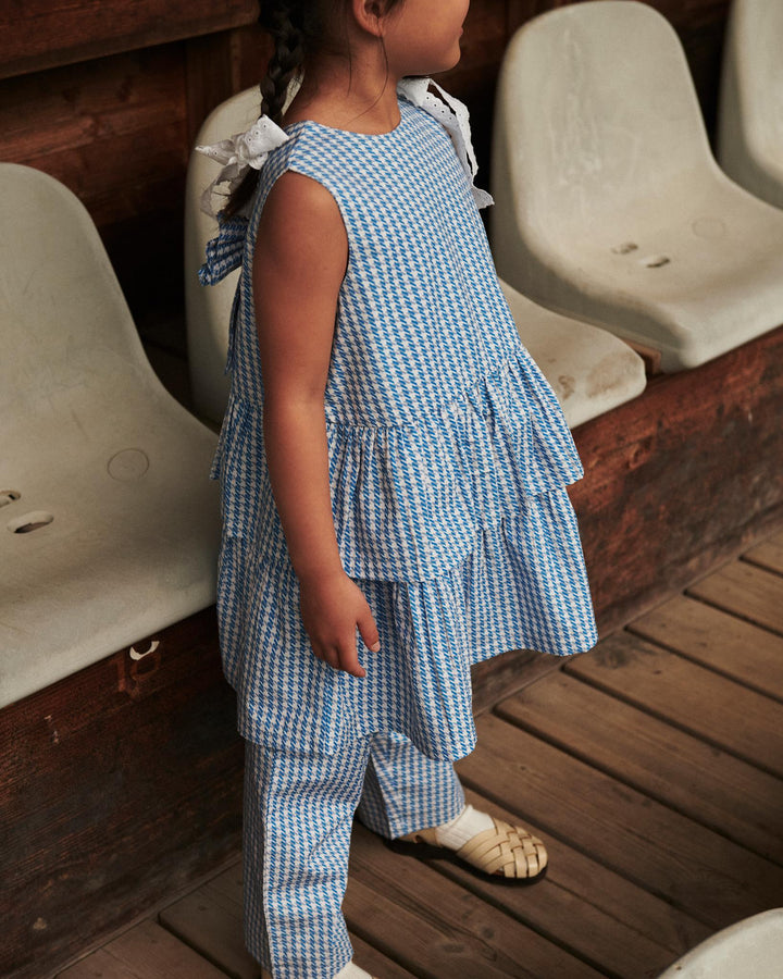 HOUNDSTOOTH PANTS - BLUE HOUNDSTOOTH MINI