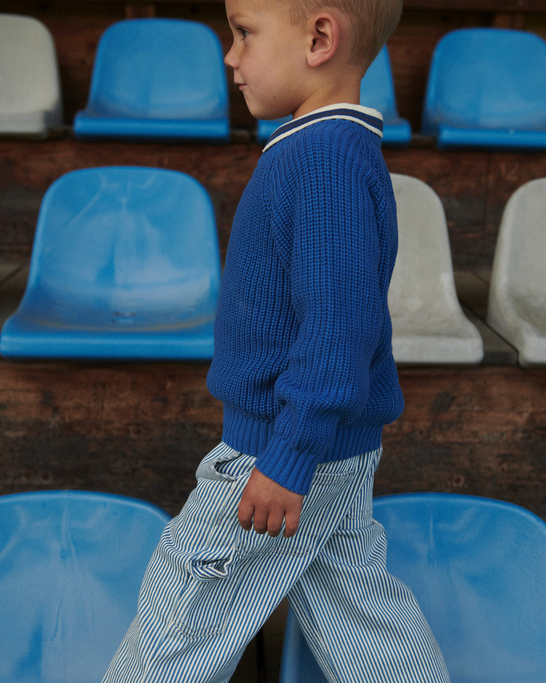 Knitted Classic Rib Sweater - Sharp Blue