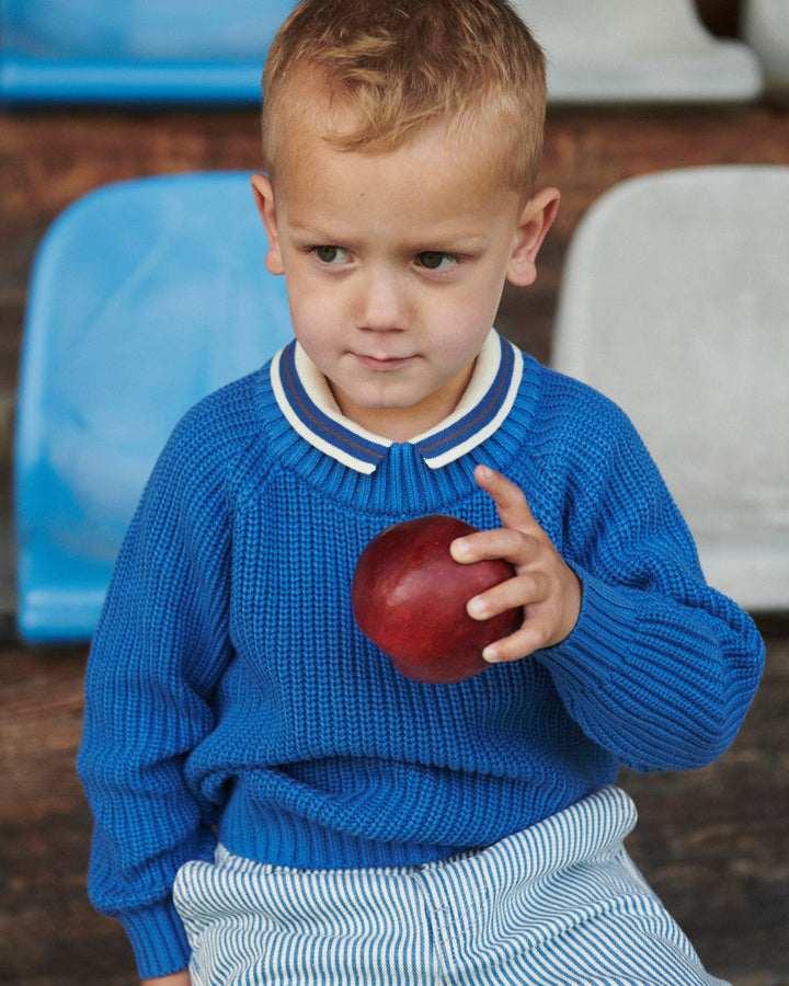 Knitted Classic Rib Sweater - Sharp Blue