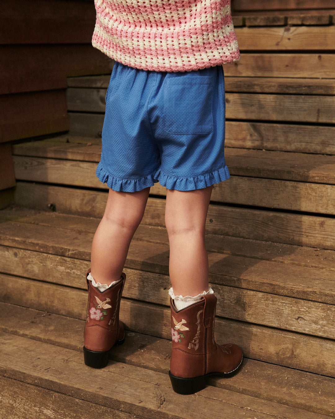 LIMITED COWBOY BOOT LOW - BROWN FLOWER - COGNAC LEATHER